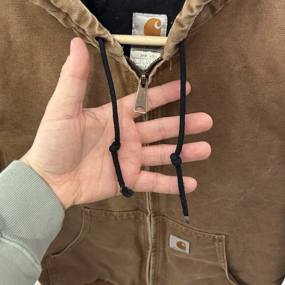 Y2K Carhartt Quilted Hooded Active Jacket “Brown” WJ130 - Picture 7 of 9